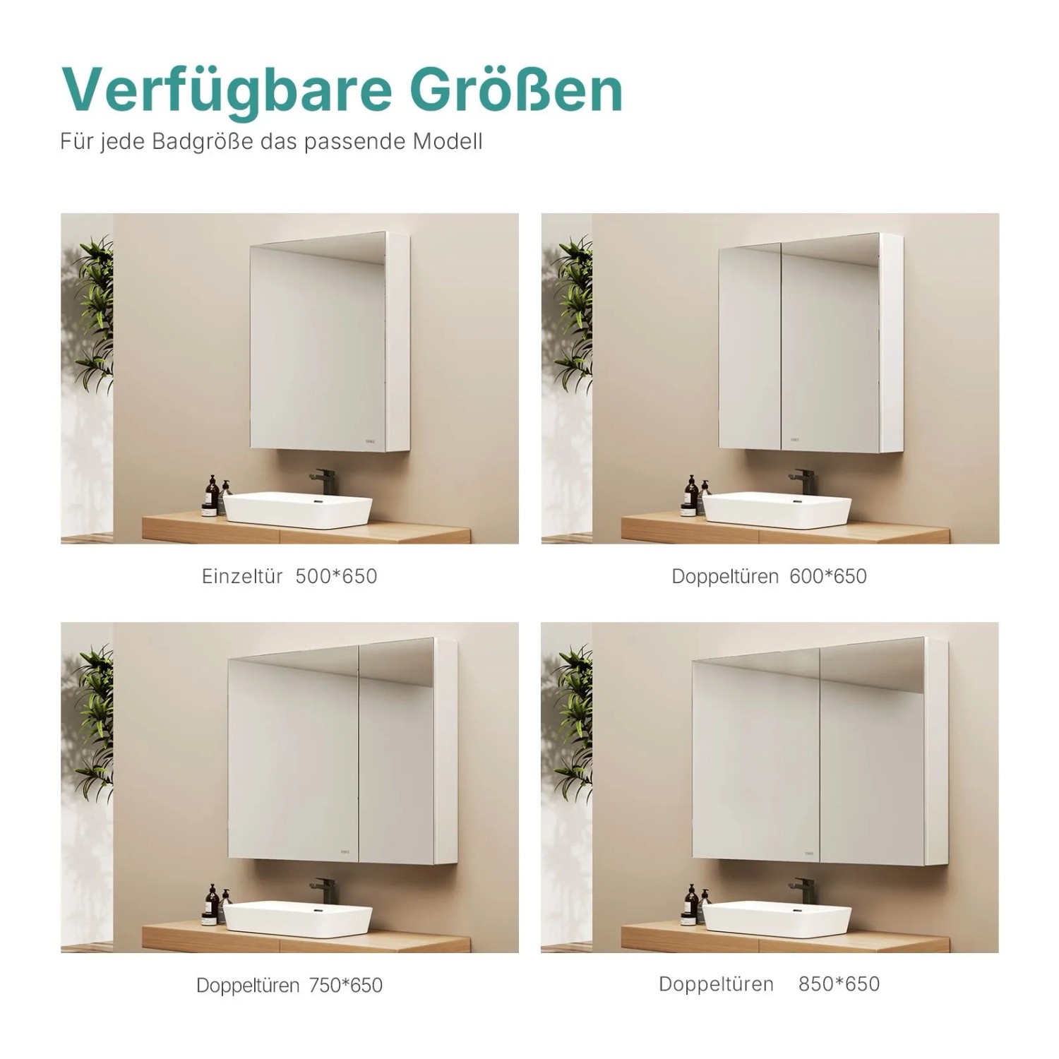 Emke Spiegelschränke Weiß 50x65cm Badezimmerschränke 1-Türig für Badezimmer Waschtisch_8