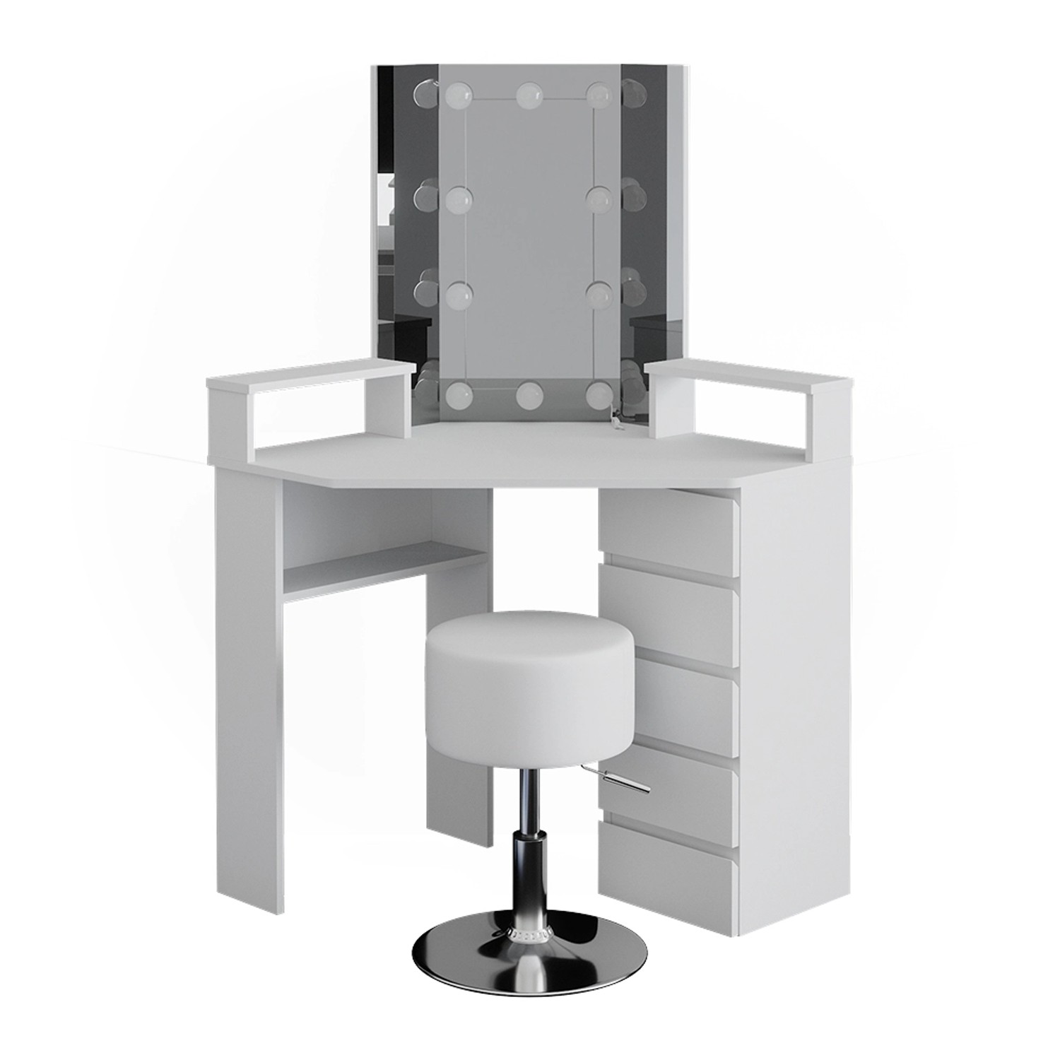 Vicco Eckschminktisch Tilda Weiß/Weiß 113.3 cm mit LED Beleuchtung und Hock günstig online kaufen