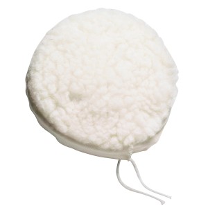 LUX Polierhaube 125 mm aus Lammfell mit Schnürzug für schonendes Polieren.