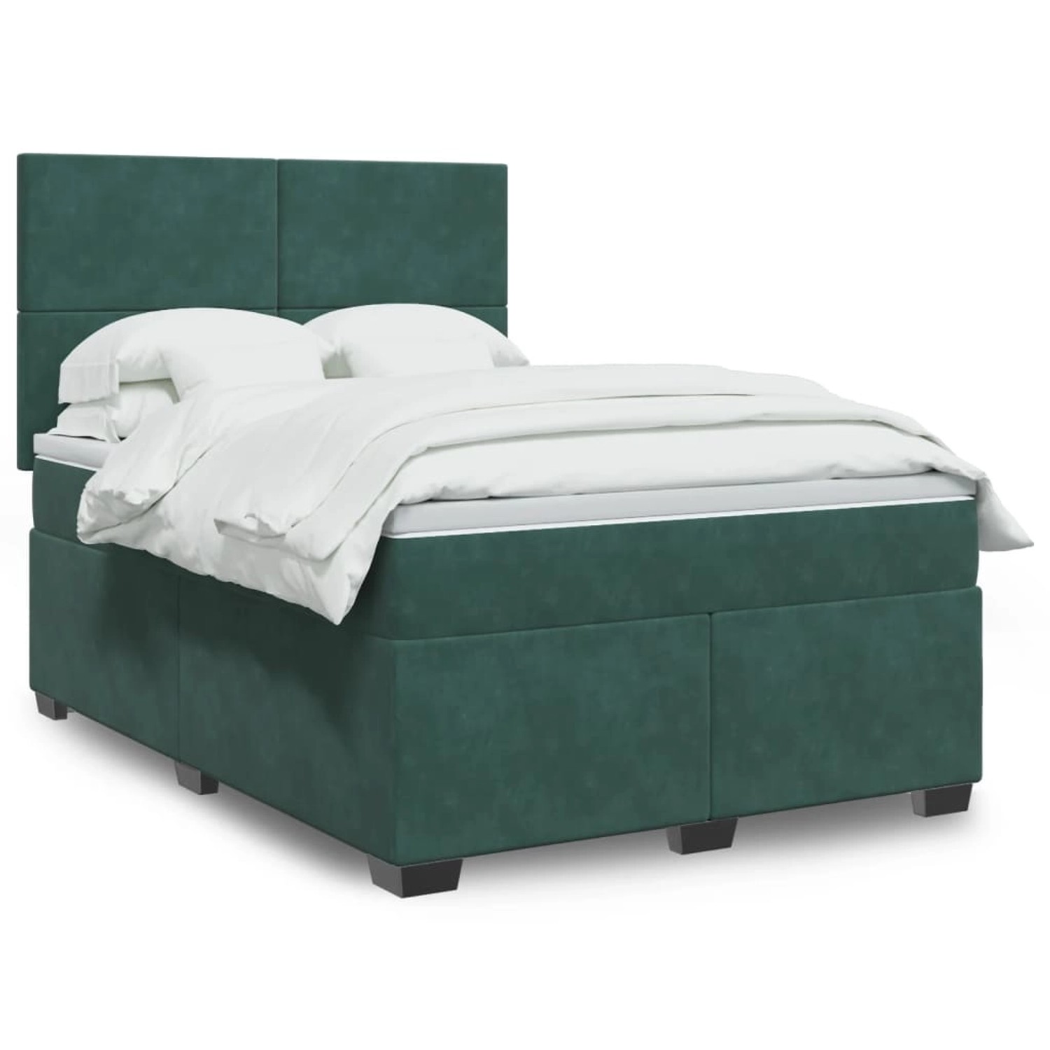 vidaXL Boxspringbett mit Matratze Dunkelgrün 160x200 cm Samt 3293251 günstig online kaufen