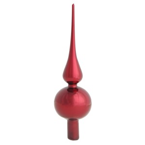 Glänzende rote Glas Baumspitze, 23cm. Klassischer Christbaumschmuck für festliche Weihnachtsdekoration.