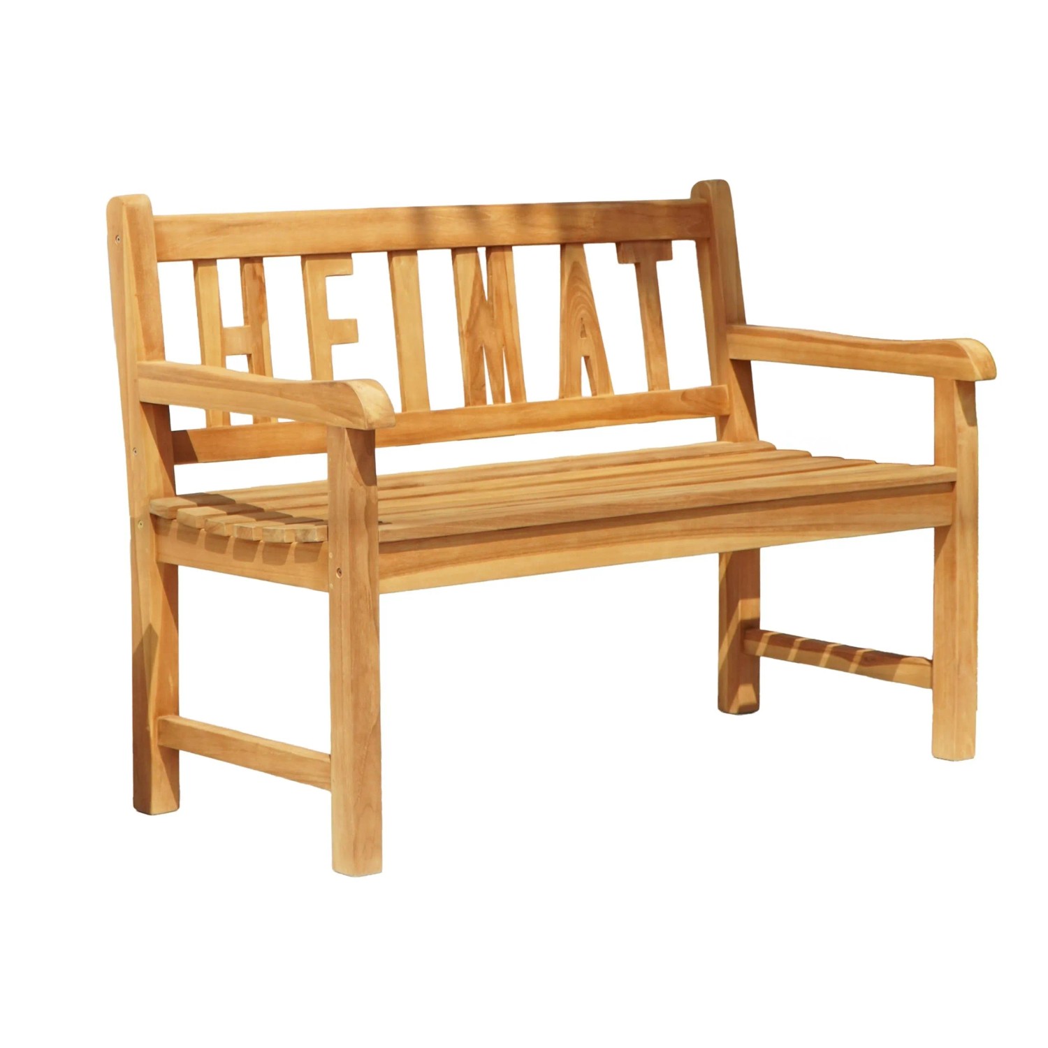 DELUKE Gartenbank OSMAR 2-Sitzer 120cm Breit Teak Natur Terrassenbank Wetterfest Sitzbank Outdoor Bank