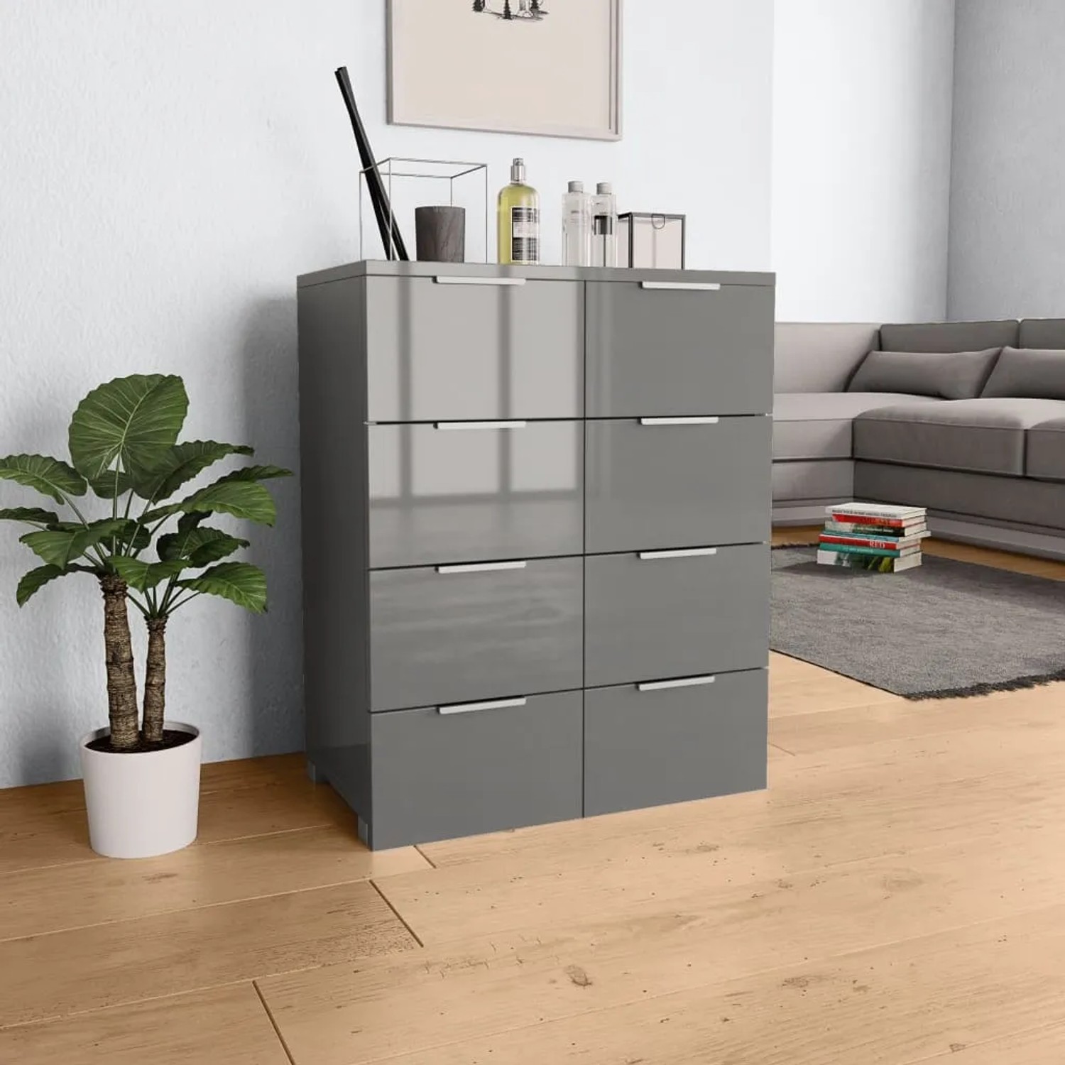 vidaXL Schubladenschrank Hochglanz Grau 60 x 35 x 80 cm Holzwerkstoff kaufen bei OBI
