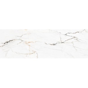 Wandfliese Torano, glasiert, weiß matt, 33,3x100 cm, Marmor-Optik für den Innenbereich.