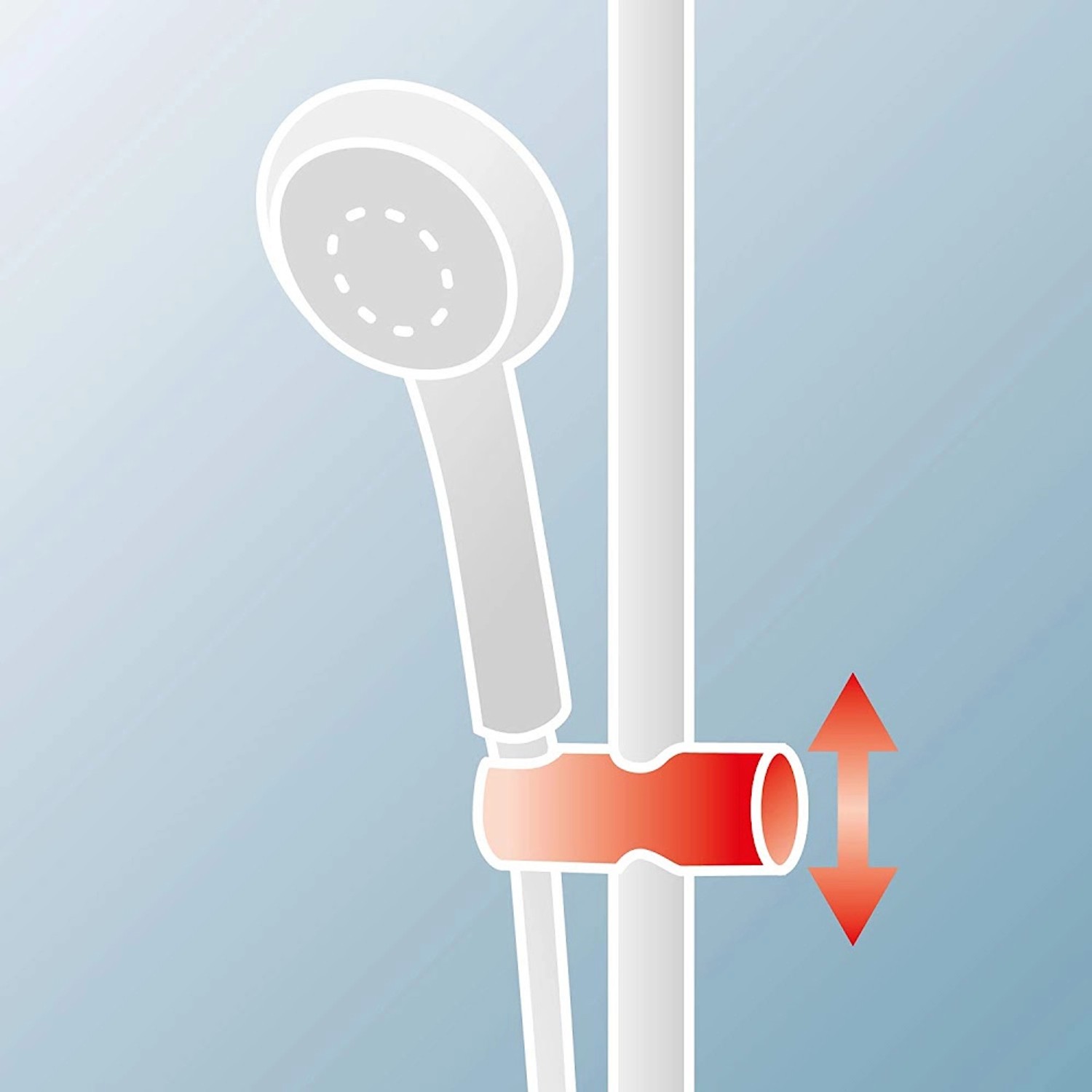Detailaufnahme: Höhenverstellbare Handbrause am Schulte DuschMaster Rain Brauseset.