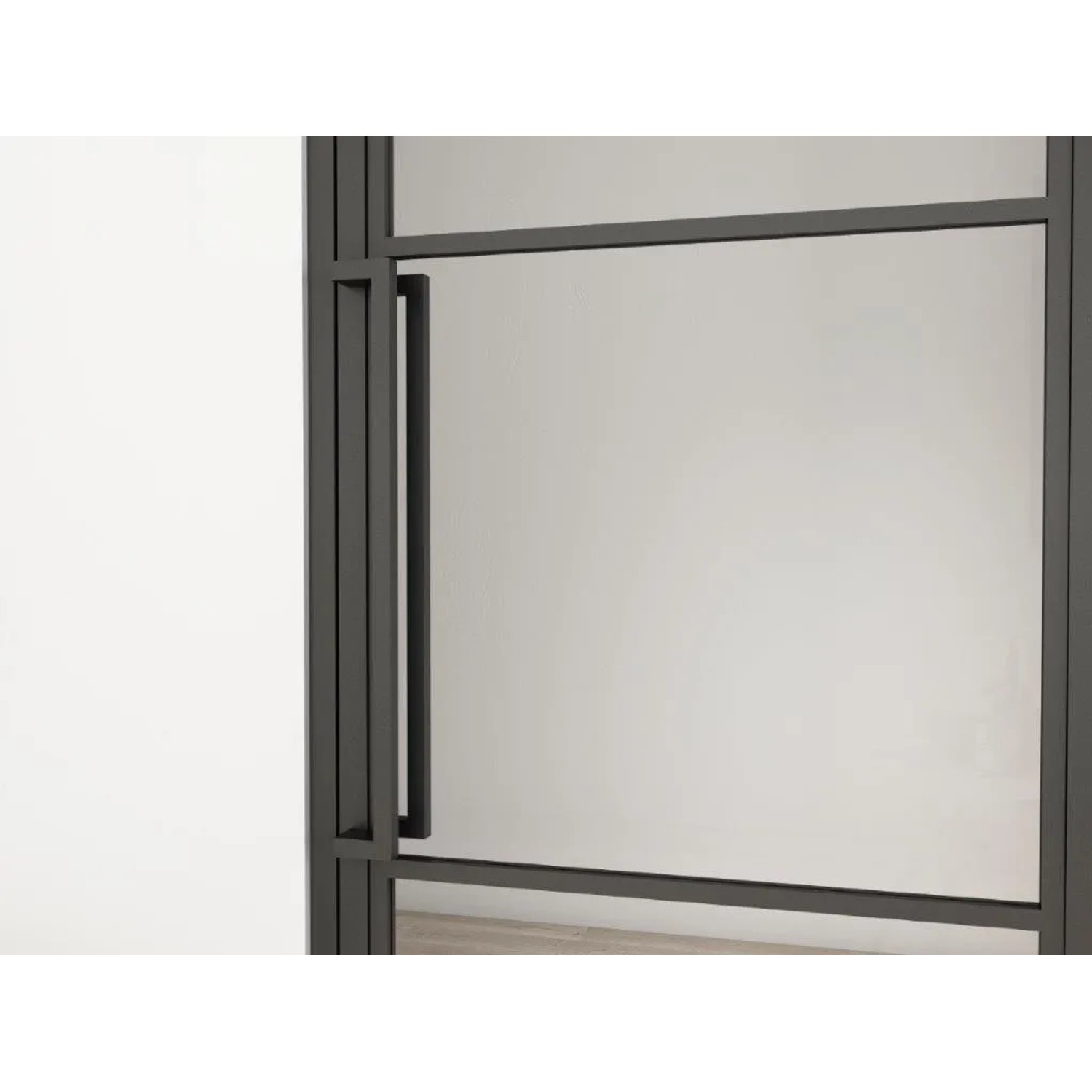 inova Loft Glastür Komplettset mit schwarzem Beschlag und Griffstange, DIN Rechts