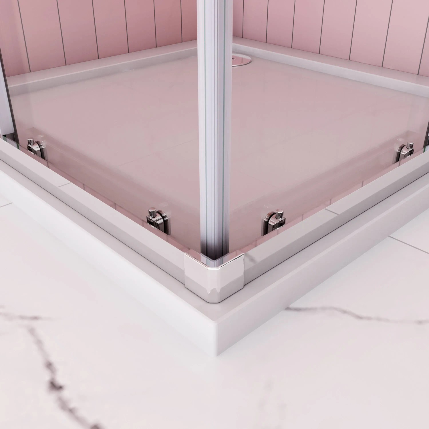 AICA Duschkabine Eckeinstieg 100x80cm mit Schiebetür und 6mm Nano Glas.