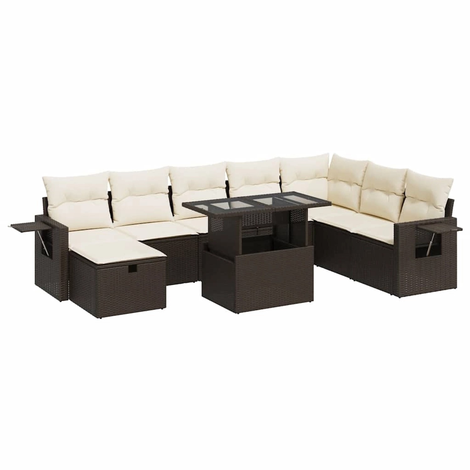 vidaXL 9-Tlg Garten-Sofagarnitur mit Kissen Braun Poly Rattan 3327883 günstig online kaufen