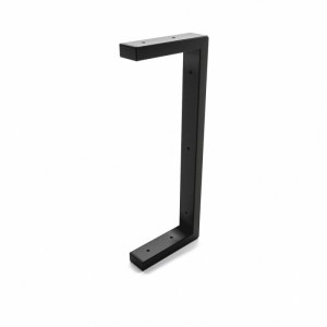 Schwarze HEVVA LAHN Waschtisch-/Regalhalterung, 15 cm tief, aus mattem Metall mit Bohrlöchern.