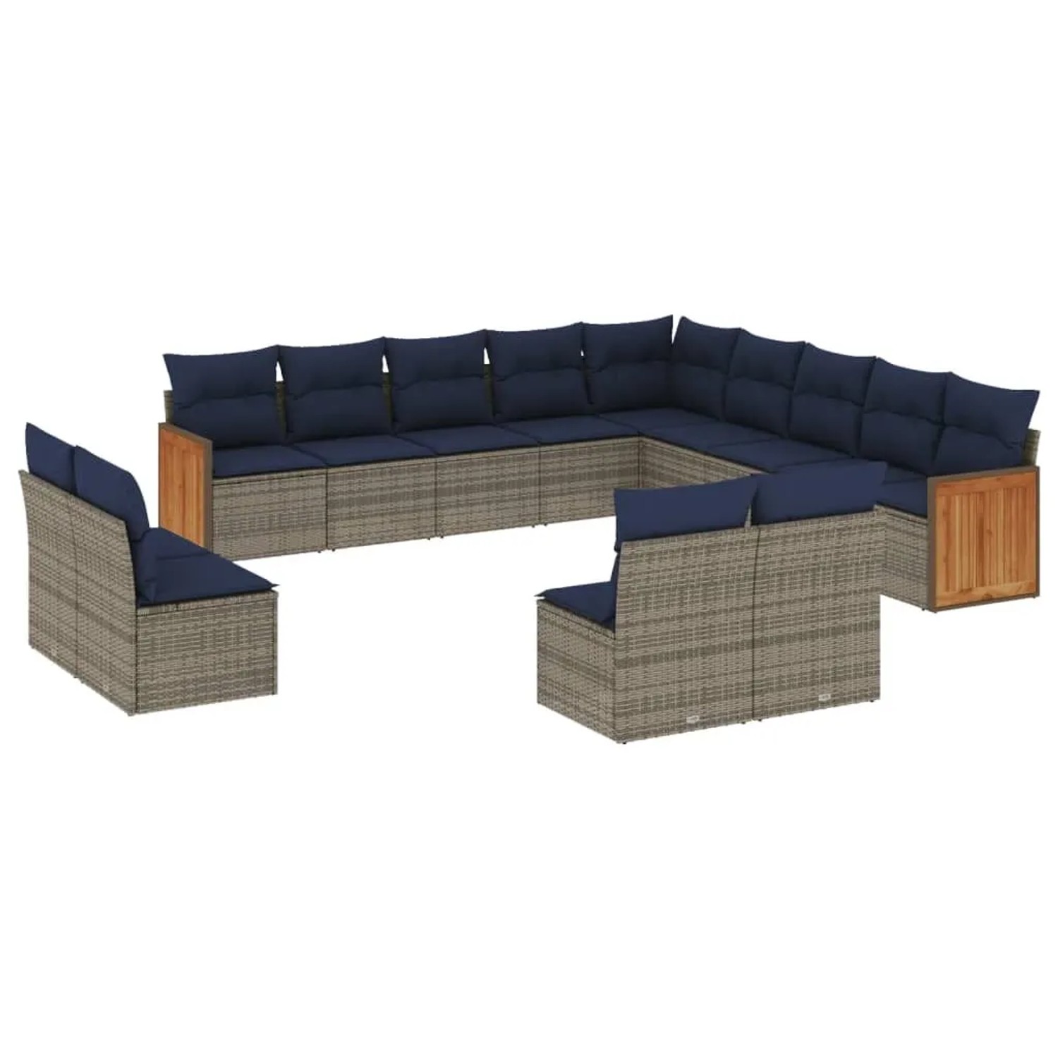 vidaXL 13-Tlg Gartensofa-Set mit Kissen Grau Polyrattan 3228168 günstig online kaufen