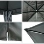 Detailansichten der MCW Pergola J63 in Anthrazit, Terrassenüberdachung mit Dach und Seitenwänden.