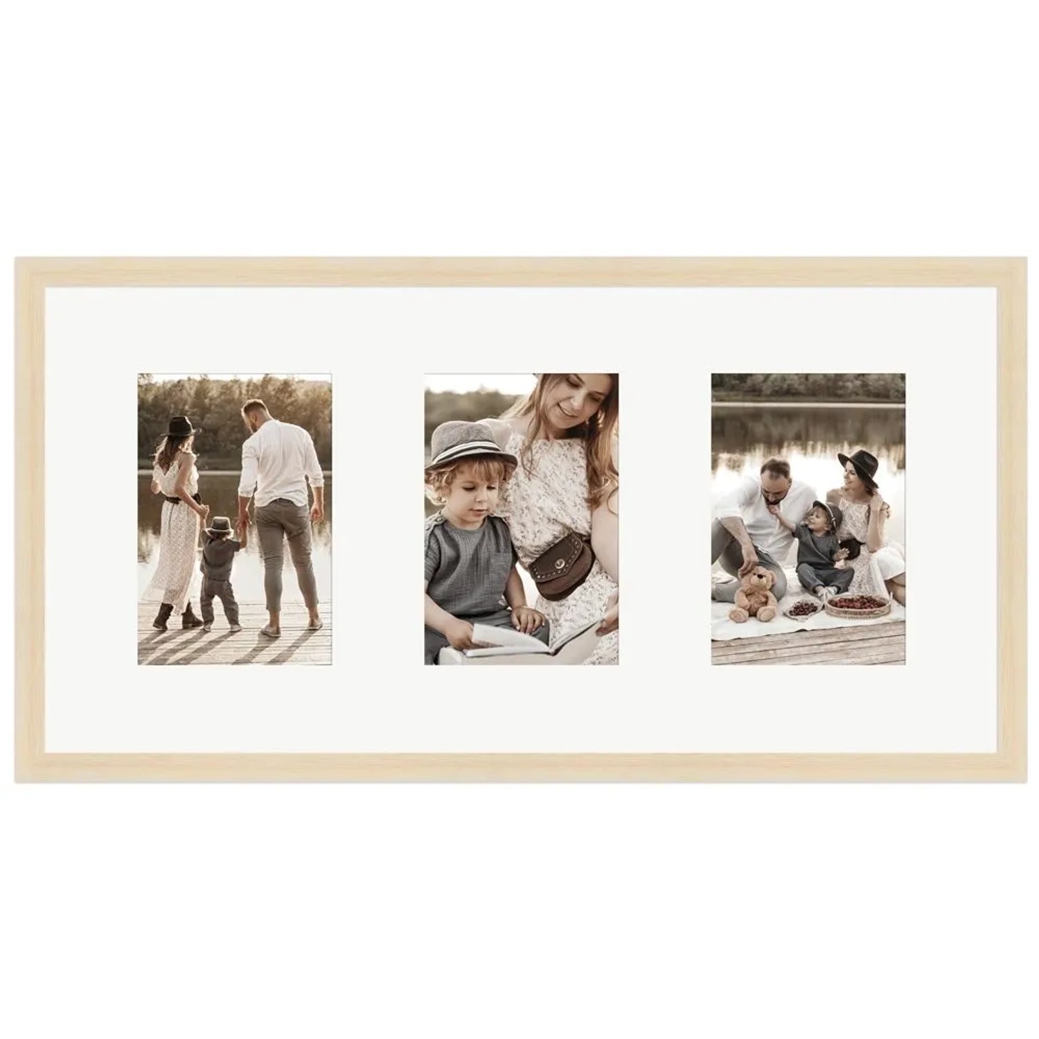 WANDStyle Galerierahmen G950 in Natur-Optik 25 x 50 cm für 3 Bilder im Format 10 x 15 cm