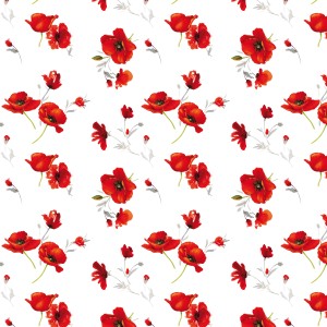 d-c-fix Tischbelag Manhattan Poppy, 140x240cm, mit rotem Mohnblumenmuster.