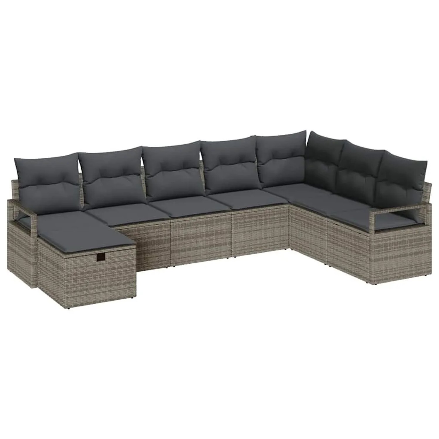 vidaXL Sofa Set mit Kissen mit Speicher 8 Stk Grau Poly-Rattan 3359228