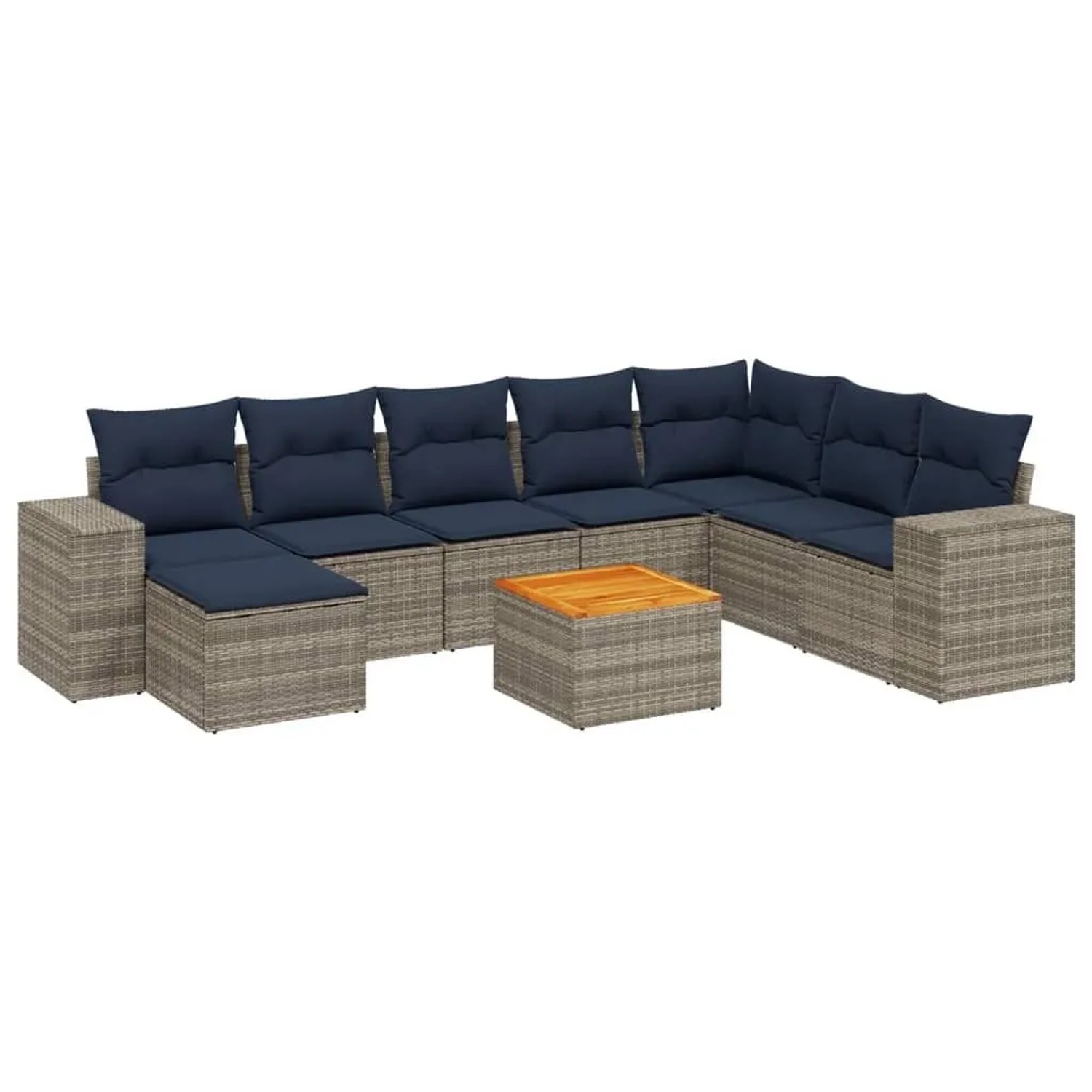 vidaXL 9-Tlg Gartensofa-Set mit Kissen Grau Polyrattan 3225585 günstig online kaufen