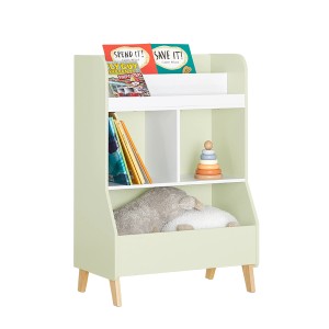 SoBuy Kinderregal KMB90-GR, weiß-grünes Bücherregal mit 3 Fächern und Ablage für Kinderzimmer.