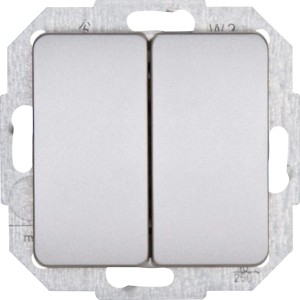 Kopp Doppel-Wechselschalter Milano Stahl, Nahansicht.