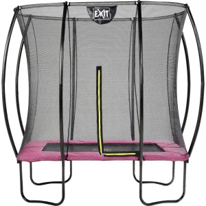 Rechteckiges EXIT Silhouette Gartentrampolin 153x214cm in Rosa mit Sicherheitsnetz.