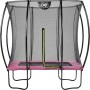 Rechteckiges EXIT Silhouette Gartentrampolin 153x214cm in Rosa mit Sicherheitsnetz.