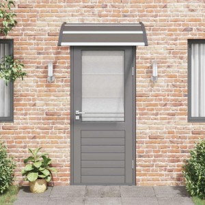 Schwarzes vidaXL Vordach 120x100 cm aus Polycarbonat über einer Haustür.