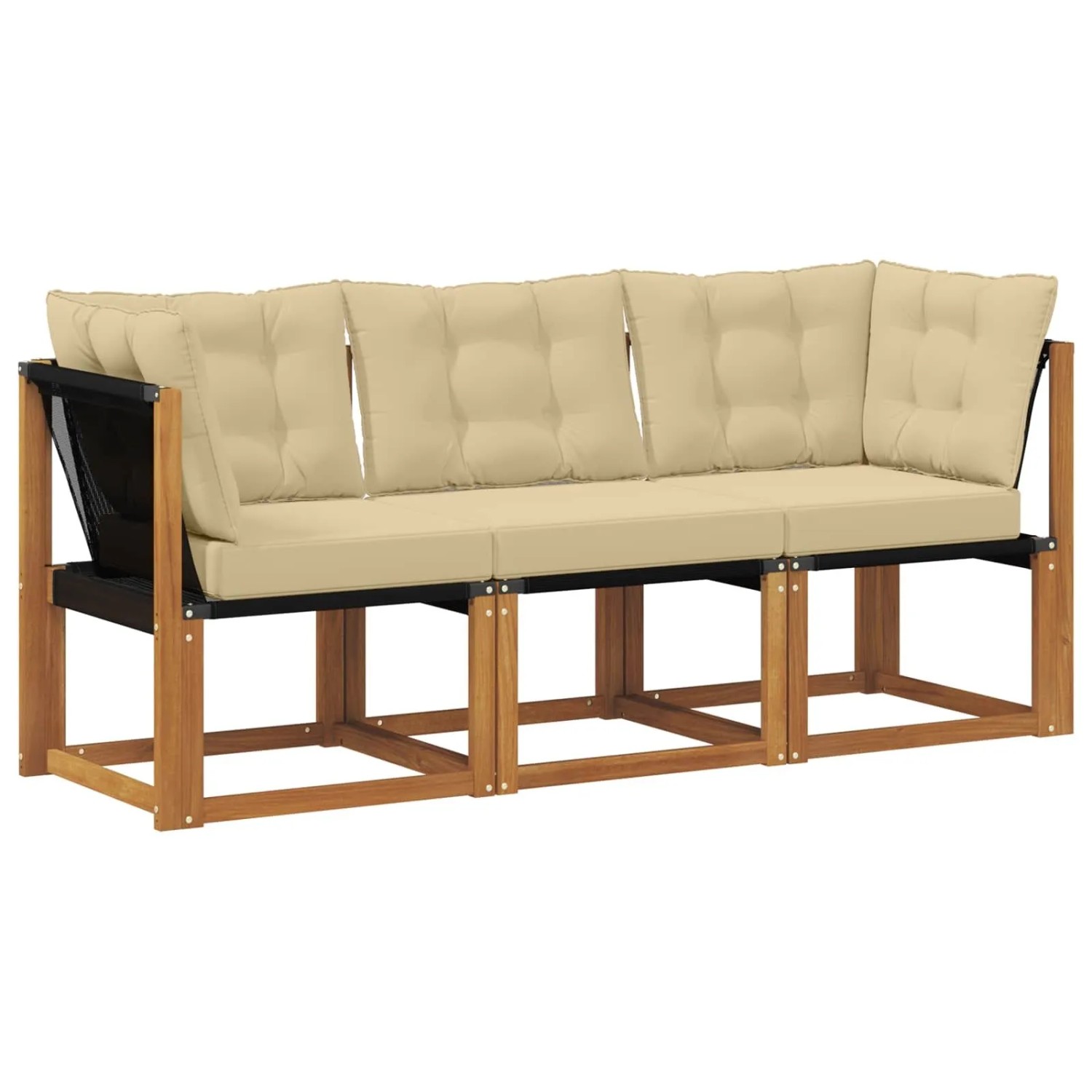 vidaXL Outdoor Mittel- und Ecksofa mit Kissen 3 Stück Natur 900624