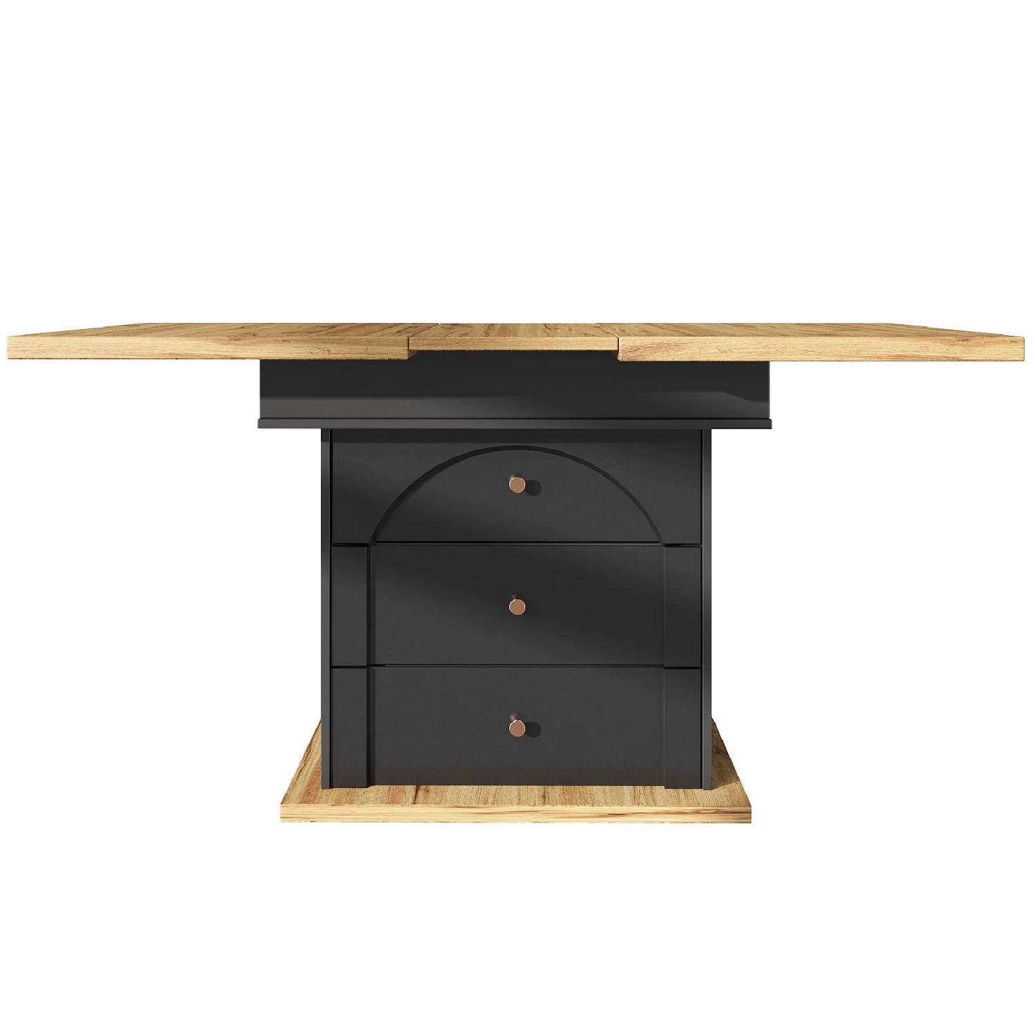 Merax Esstisch 110x140x80 cm Schwarz Ausziehbar Minimalistisches Schranktür Design