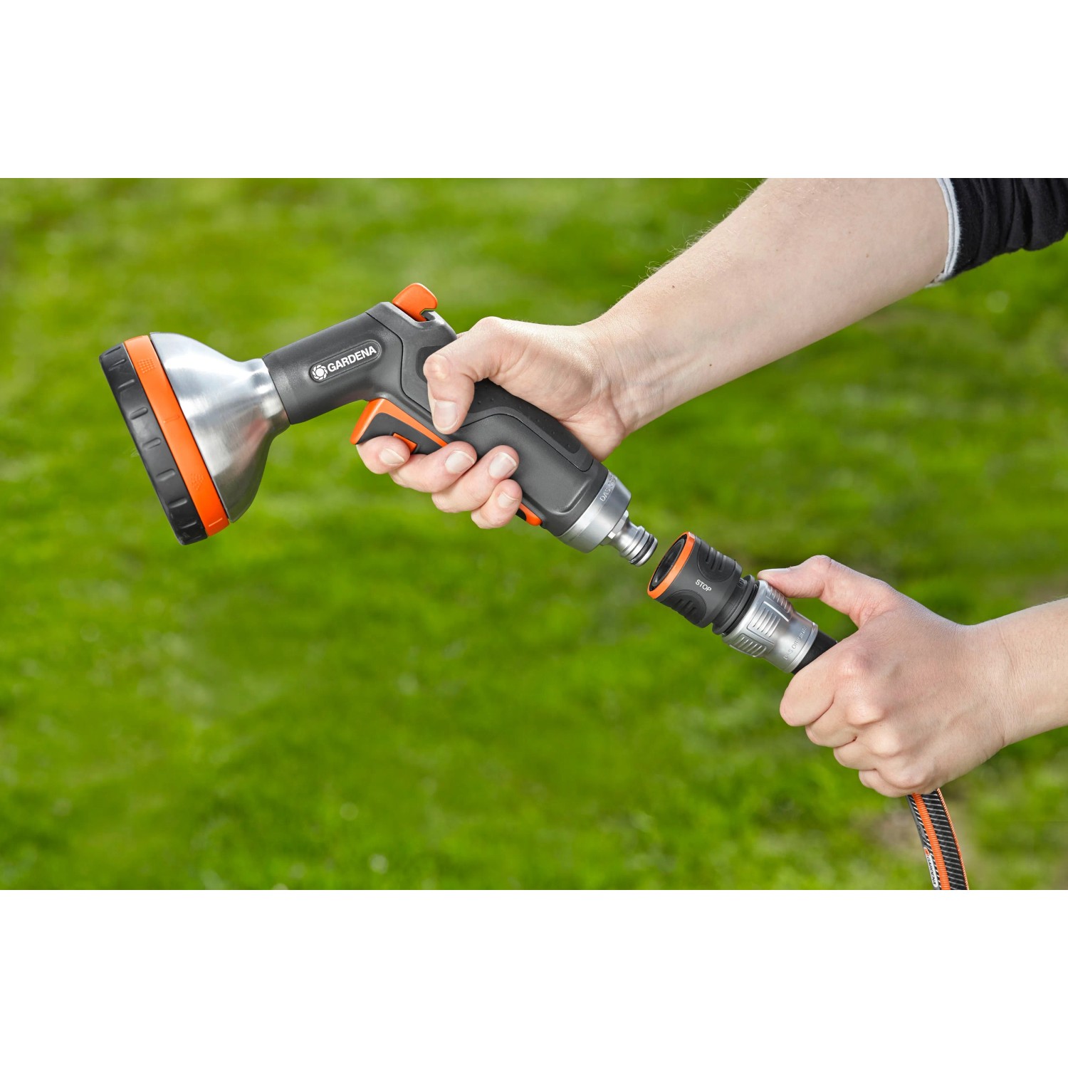 Gardena Premium Wasserstop mit Schlauchkupplung für 13-16 mm Schläuche.