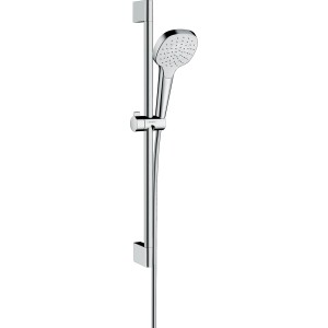 Hansgrohe Croma Select E Brauseset mit Brausestange, Handbrause in Weiß/Chrom.