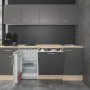 Flex-Well Büroküche Morena 210 cm, basaltgrau/San Remo Eiche hell, mit E-Geräten und Spüle.