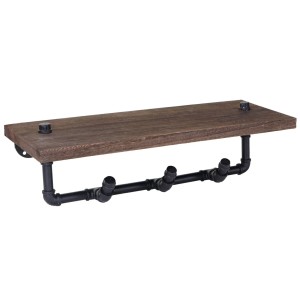 MCW Wandgarderobe C45 im Industrie-Design mit Holzablage und 3 Haken aus Metall.