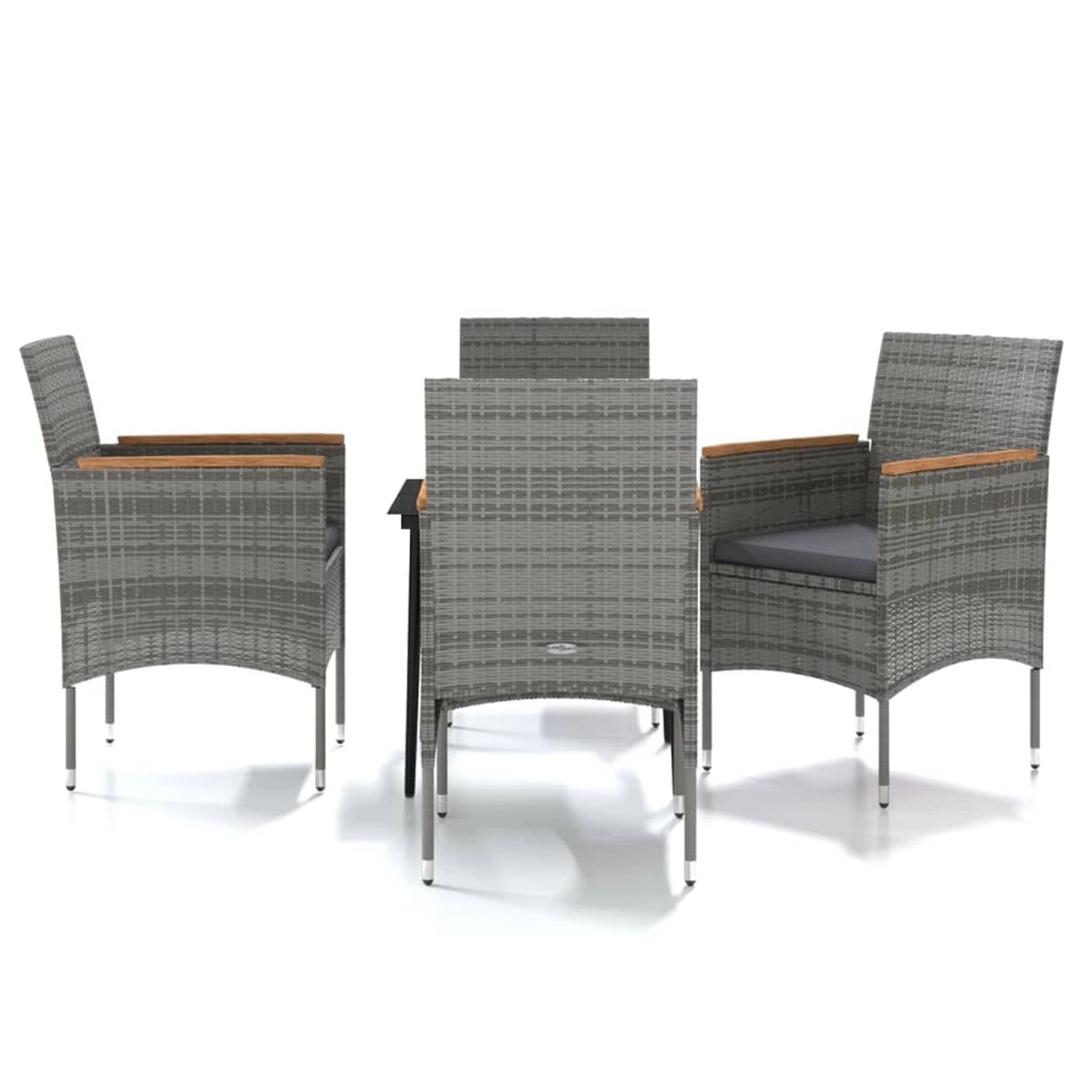 vidaXL 5-Tlg Garten-Essgruppe mit Kissen Grau und Schwarz 3099348 günstig online kaufen