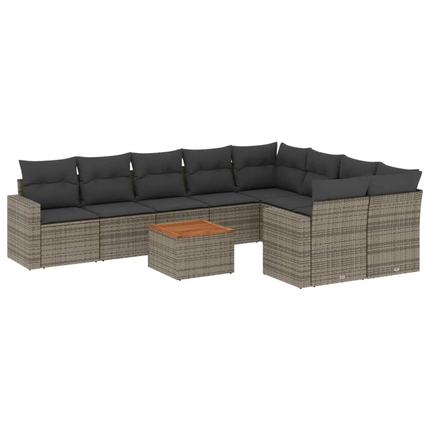 vidaXL 10-Tlg Garten-Sofagarnitur mit Kissen Grau Poly Rattan 3256613 günstig online kaufen