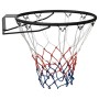 vidaXL Basketballring, schwarz, 45 cm Durchmesser, Stahl mit rot-weiß-blauem Netz.