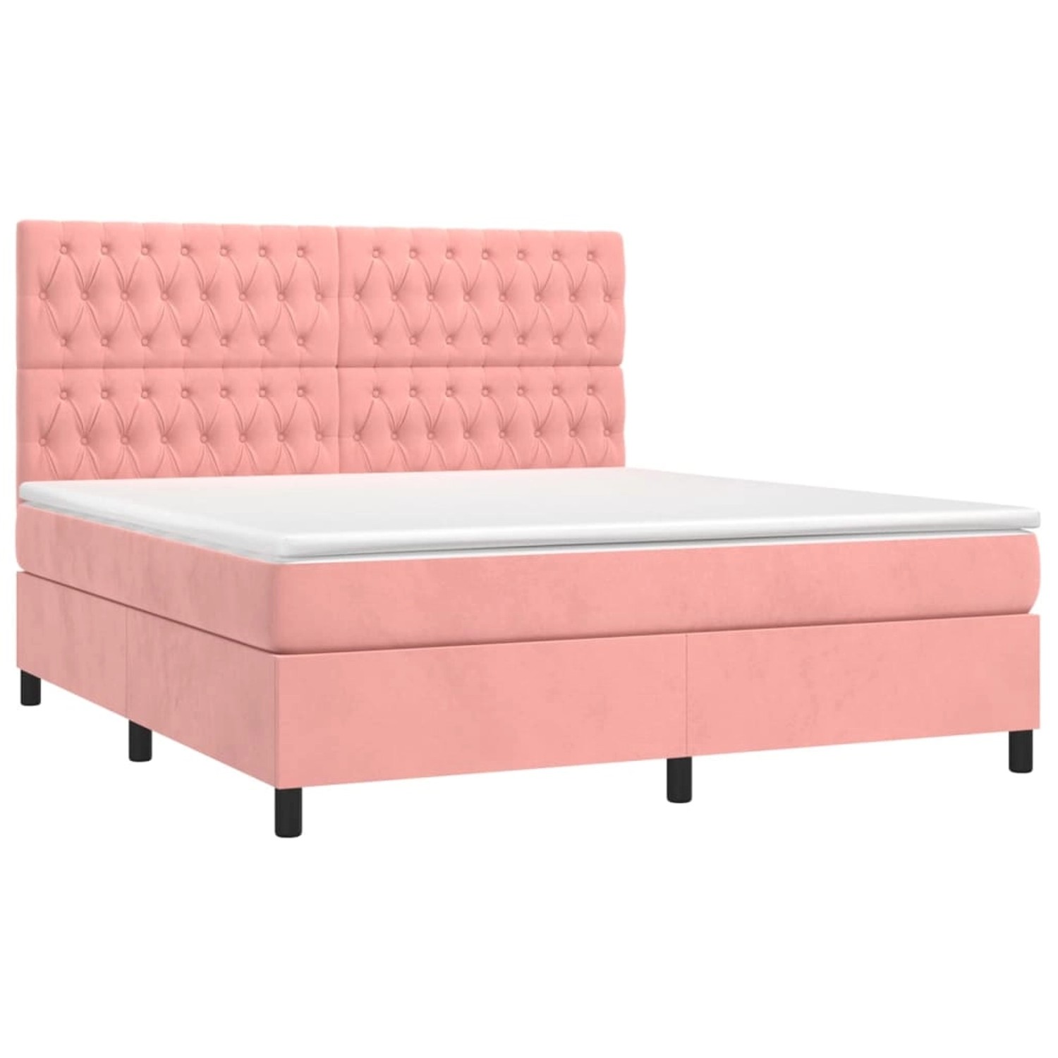 vidaXL Boxspringbett mit Matratze & LED Rosa 180x200 cm Samt 3136322 günstig online kaufen