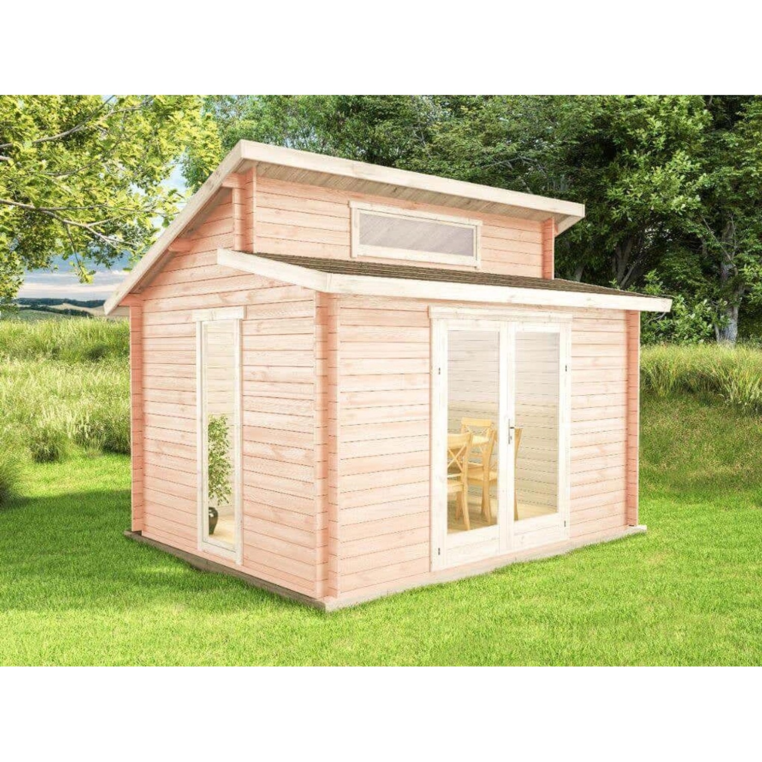 Alpholz Gartenhaus Lausitz Petite Pultdach 400 cm x 300 cm Braun günstig online kaufen