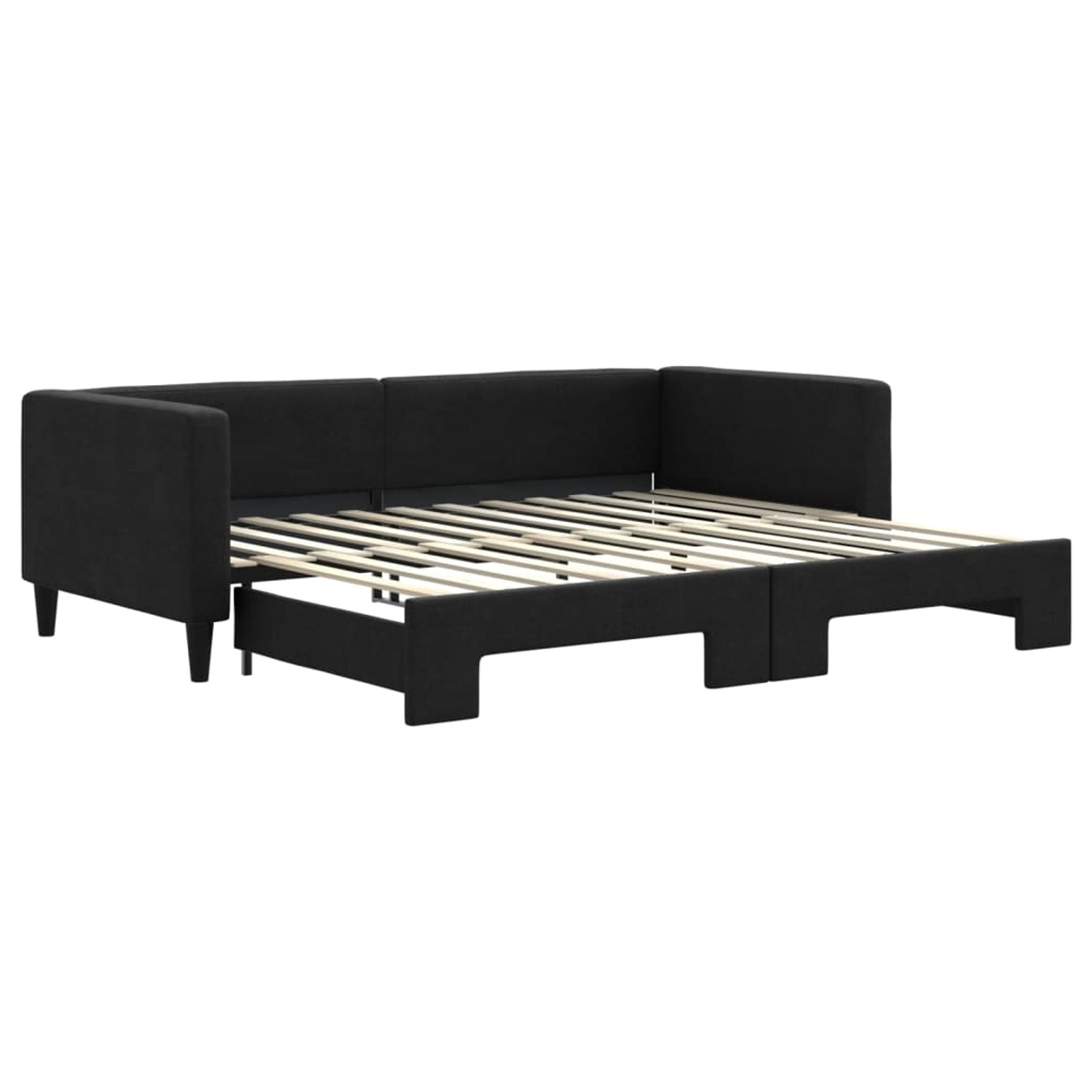 vidaXL Tagesbett Ausziehbar Schwarz 90x200 cm Stoff1898649