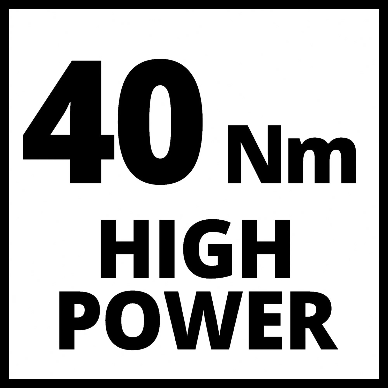 Symbol für 40 Nm Drehmoment des Einhell Akku-Schlagschraubers für hohe Leistung.