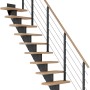 Dolle Mittelholmtreppe Frankfurt, Buche/Anthrazit, mit Geländer. Innentreppe für Geschosshöhe bis 279 cm.