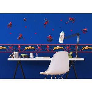 Wandtattoo: Spider-Man in Blau und Rot, 0,3x0,3m, im Kinderzimmer.