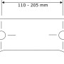 Skizze: WC-Sitz Fish Befestigungsabstand (110-205mm) für Standard WCs.