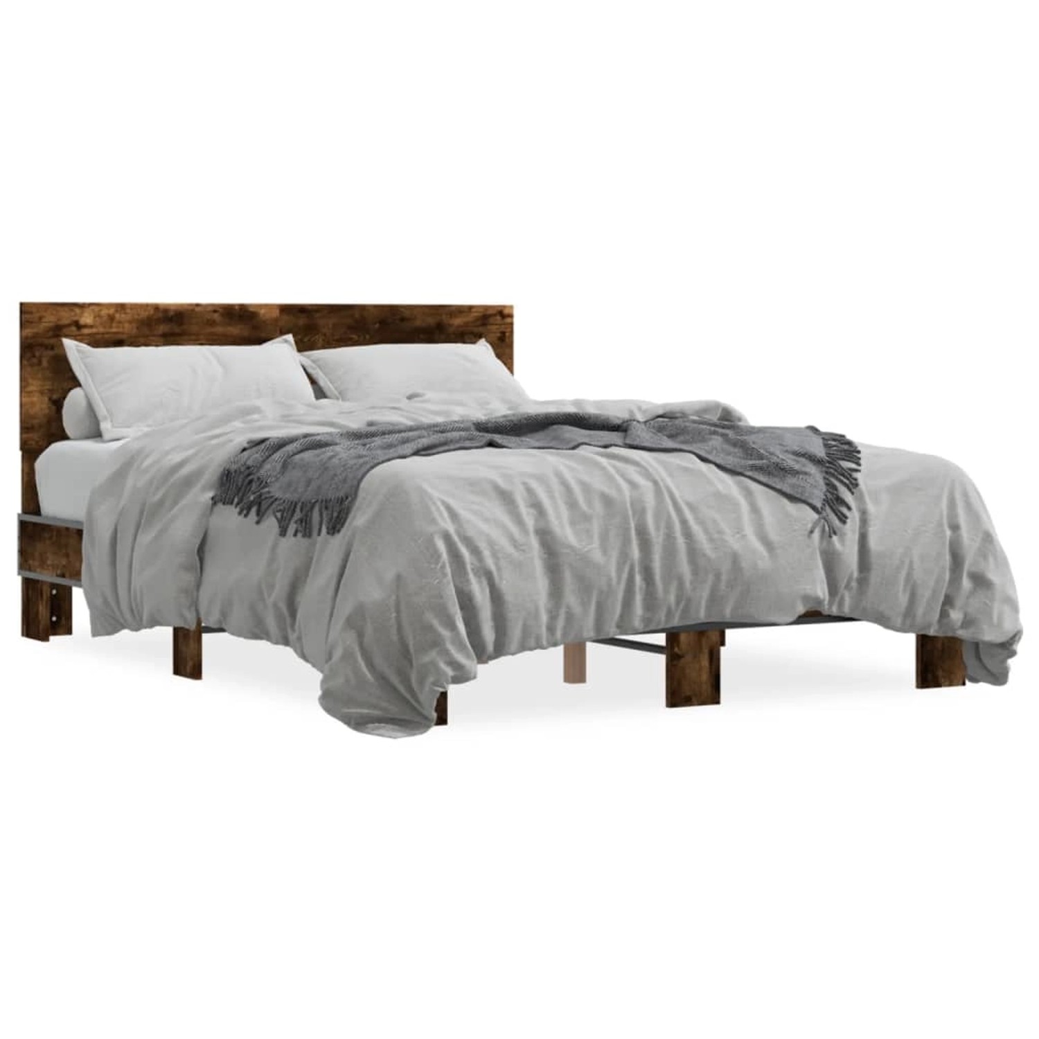 vidaXL Bettgestell Räuchereiche 120x190 cm Holzwerkstoff und Metall 3280204 günstig online kaufen