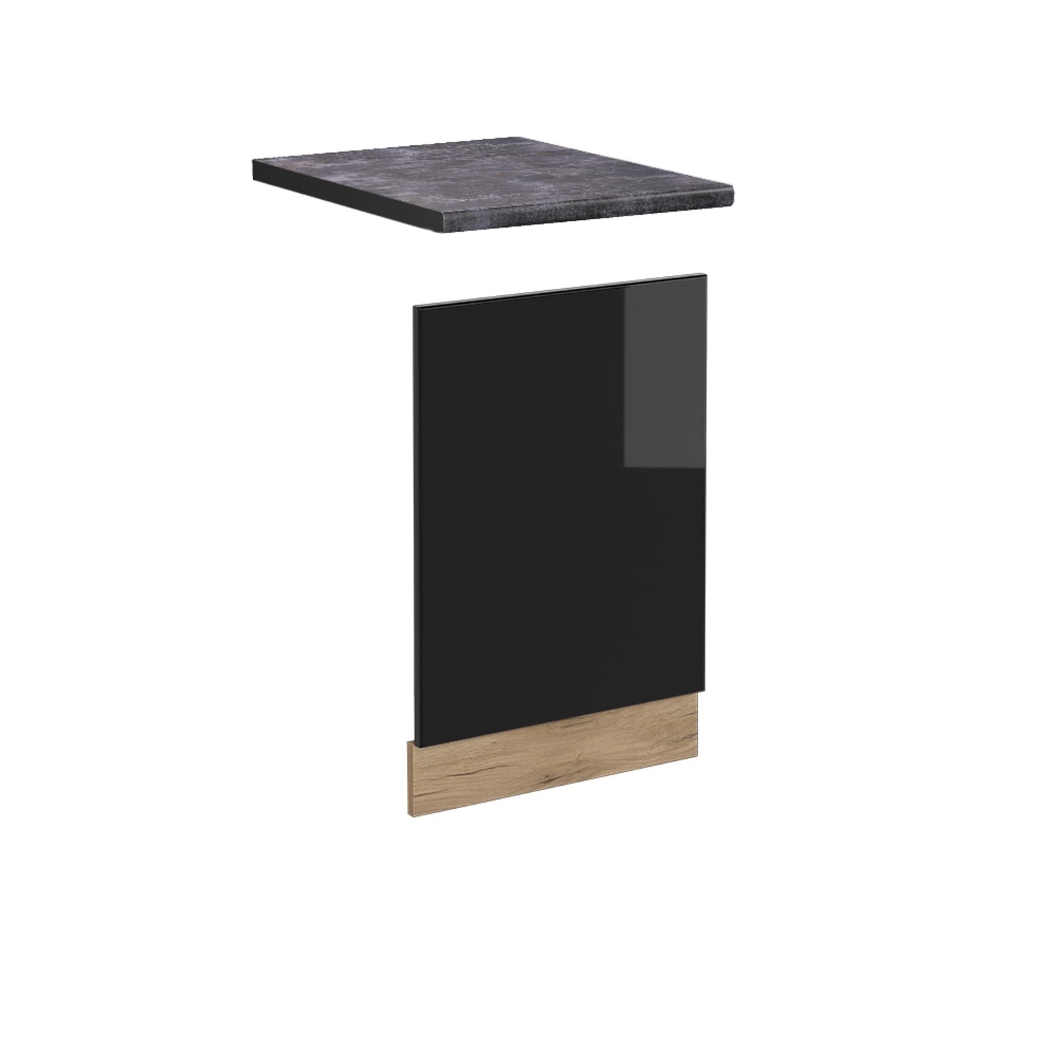 Vicco Frontblende R-Line Schwarz Hochglanz/Goldkraft Eiche 45 cm AP Anthrazit
