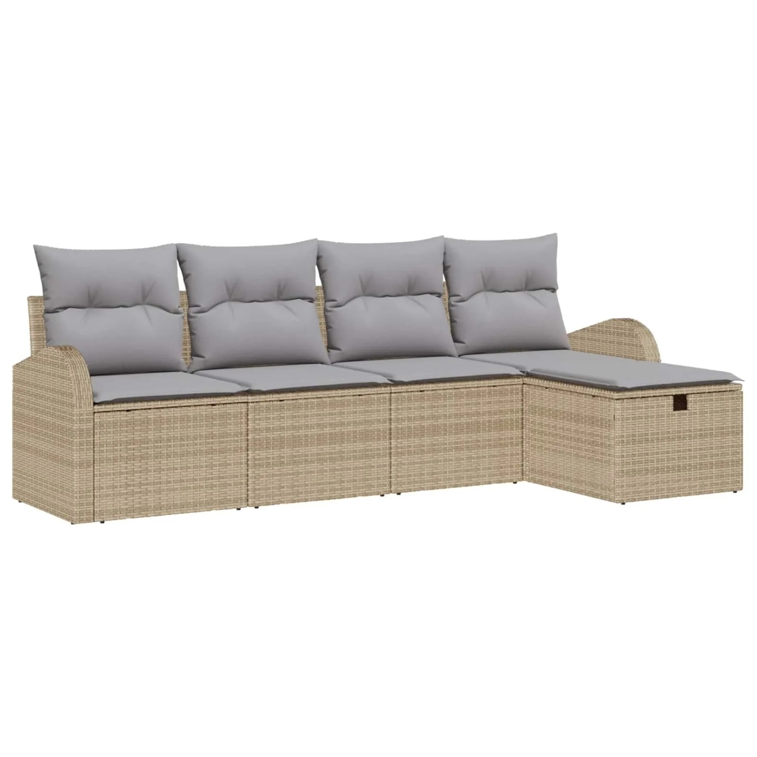 vidaXL Sofa Set mit Kissen 5-Tlg Beige und Hellgrau Poly-Rattan 3359059 günstig online kaufen