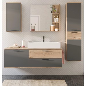 Inn.Furn Badmöbel-Set Eiche Grau 5-teilig 192 cm Hängend mit Soft-Close Tomaso