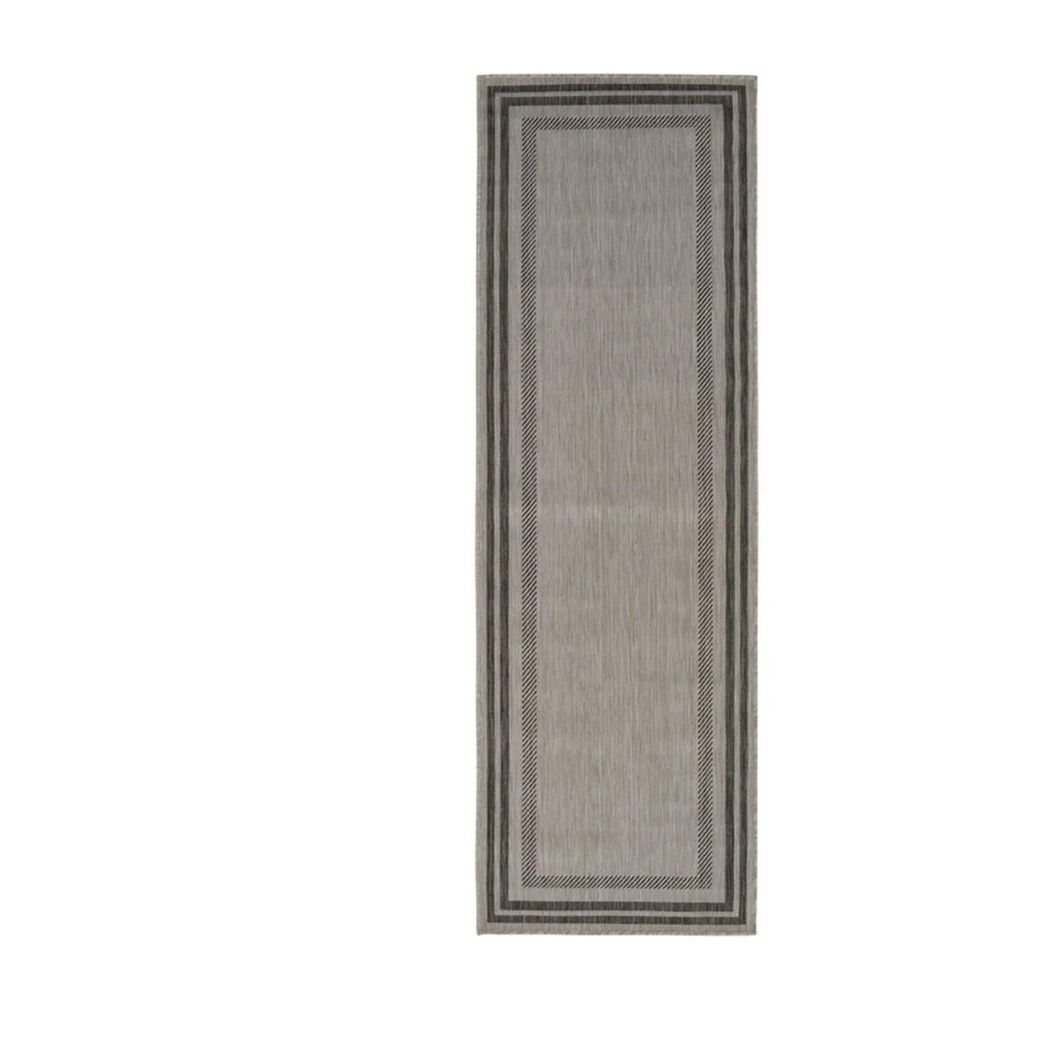 Vercai Rugs Teppich Terrace Bordüre Hellgrau Kiesel 160 x 220 cm