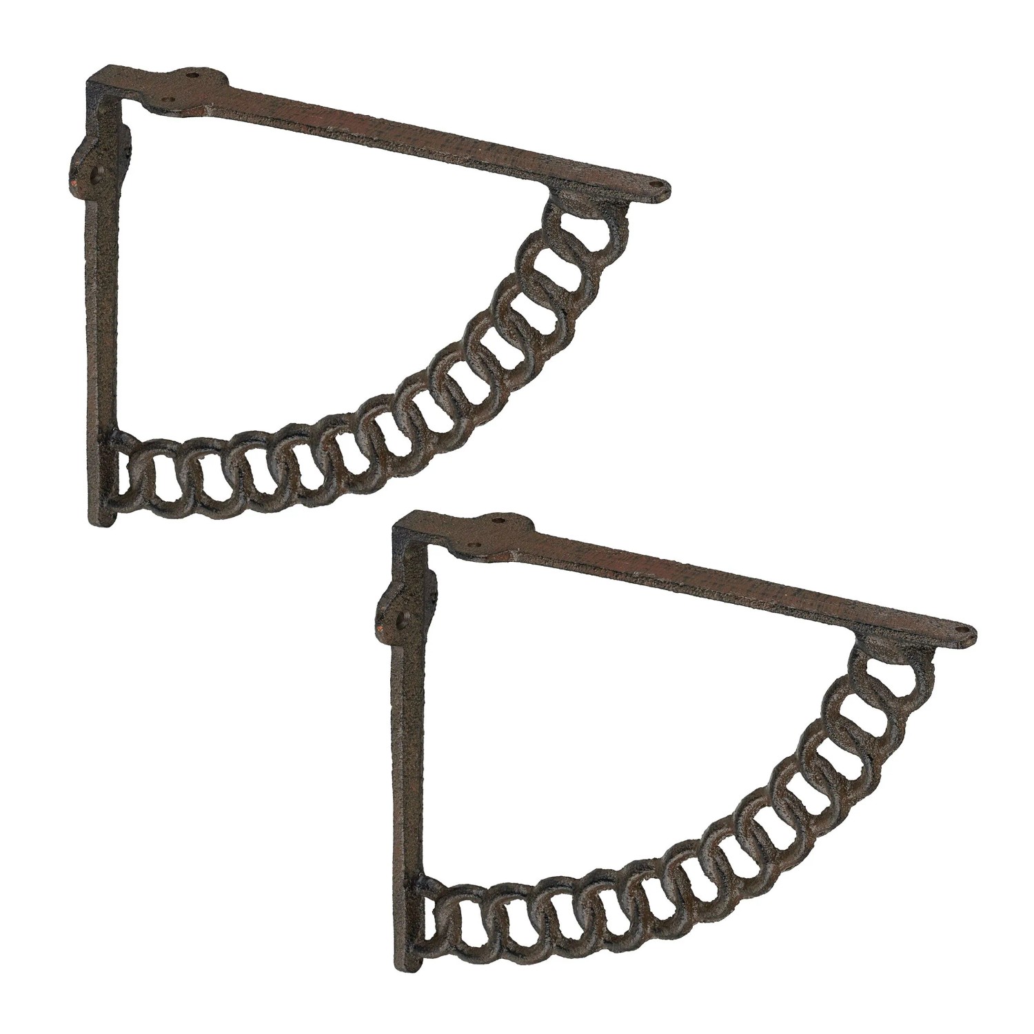 Relaxdays Regalträger 2er Set Ketten Design Gusseisen Braun 17,5 cm x 4 cm x 21 cm 450 g