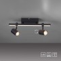 Schwarze Paul Neuhaus Barik LED Deckenleuchte mit 2 schwenkbaren Spots und LED-Leiste.