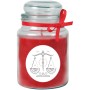 Rote Duftkerze im Glas mit Sternzeichen Waage und roter Schleife, Brenndauer 110 Stunden.