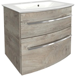 Fackelmann Badmöbel-Set B.Style, 2-tlg., Nature Oak Dekor mit Waschbecken