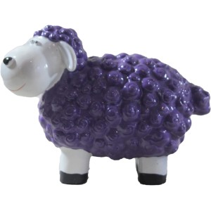 Lustiges lila Schaf, 32 cm, aus Polyresin, Gartendekoration.